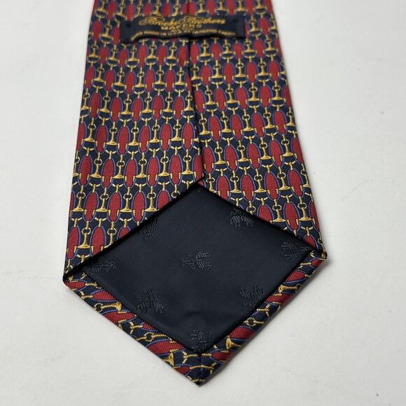 Brooks Brothers Makers Mens Tie Red With Blue Orange 3.75 X 56 - Picture 10 of 12